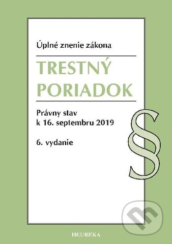 Levně Trestný poriadok (Právny stav k 16. septembru 2019) - kniha z kategorie Trestné právo