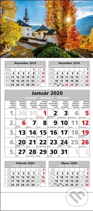 Štandard 5-mesačný sivý nástenný kalendár 2020 s motívom historického mesta, Spektrum grafik, 2019