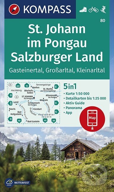 Levně St. Johann im Pongau, Salzburger Land (Gasteinertal, Großarltal, Kleinarltal (5 in 1, WK 80, 1:50.000))