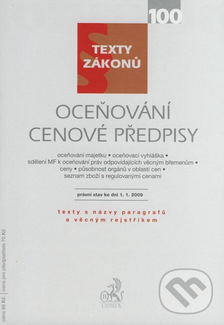 Kniha: Oceňování, cenové předpisy (C. H. Beck). C. H. Beck, 2009