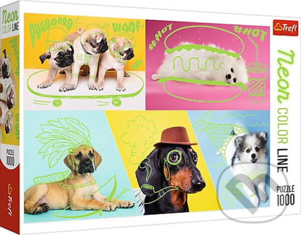 Levně Psí relax: Puzzle Neon Color Line - puzzle z kategorie Svietiace