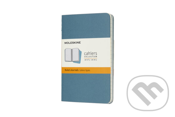 Levně Moleskine – sada 3 malých linajkovaných zápisníkov Cahiers – modrá