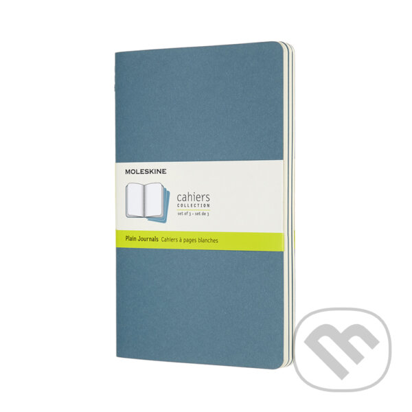 Moleskine – sada 3 stredných čistých zápisníkov Cahiers – modrá (Moleskine)