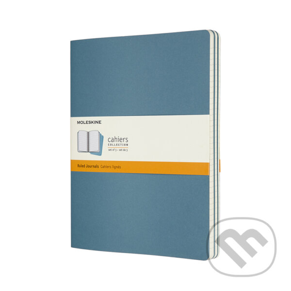 Levně Moleskine – sada 3 zápisníkov Cahiers – modrá (veľké, linajkované, mäkká väzba)