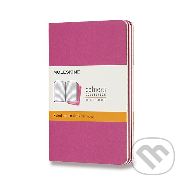Sešity  Moleskine Cahier, S, linkované, 3 ks tm. růžové