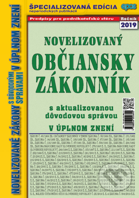 Levně Novelizovaný Občiansky zákonník (s aktualizovanou dôvodovou správou v úplnom znení) - kniha z kategorie Občianske právo