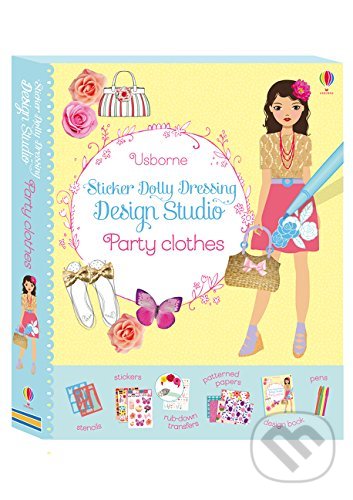 Sticker Dolly Dressing Design Studio Party Clothes - Fiona Watt (ilustrácie), Stella Baggott (ilustrácie), Antonia Miller (ilustrácie), Usborne, 2016