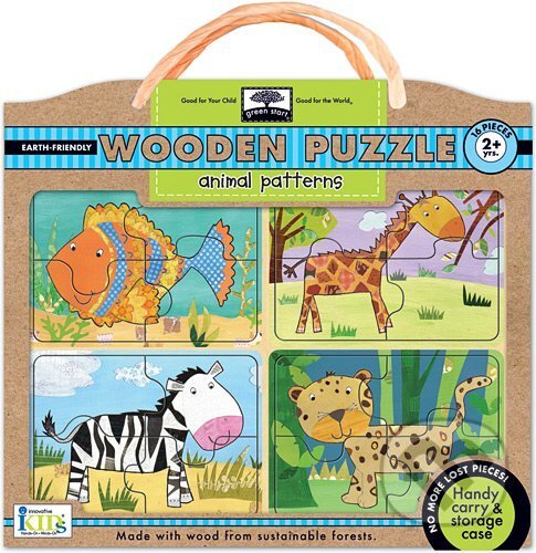 Levně Green Start Animal Pattern Wooden Puzzle (Earthly Friendly Puzzles with Handy Carry and Storage Case) - puzzle z kategorie Maxi dieliky