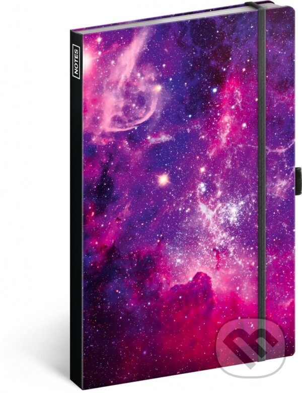 Levně Notes Galaxie (linkovaný s gumičkou na uzavření)