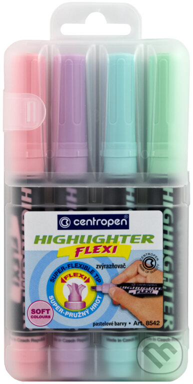 Levně Centropen Zvýrazňovač 8542 flexi soft (4 ks)
