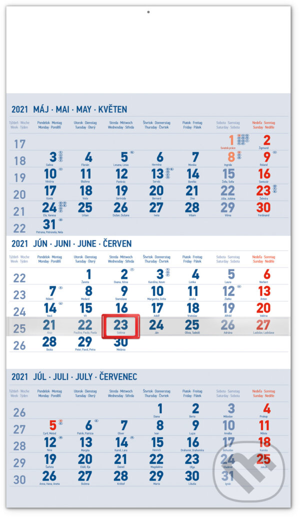 Nástenný kalendár Standard (modrý) 2021, Presco Group, 2020