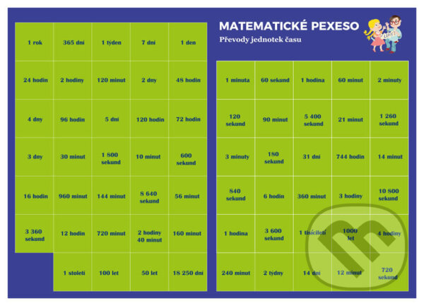 Levně Pexeso: Matematika - Převody jednotek času - Martin Staněk - hra z kategorie Karty, pexeso