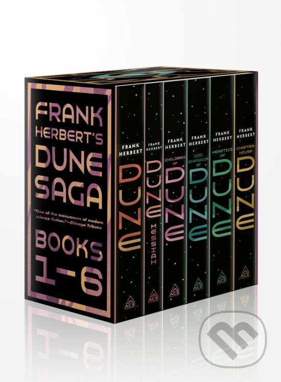 Levně Frank Herbert's Dune Saga - 6-Book Boxed Set (Dune, Dune Messiah, Children of Dune, God Emperor of Dune, Heretics of Dune, Chapterhouse: Dune) -…