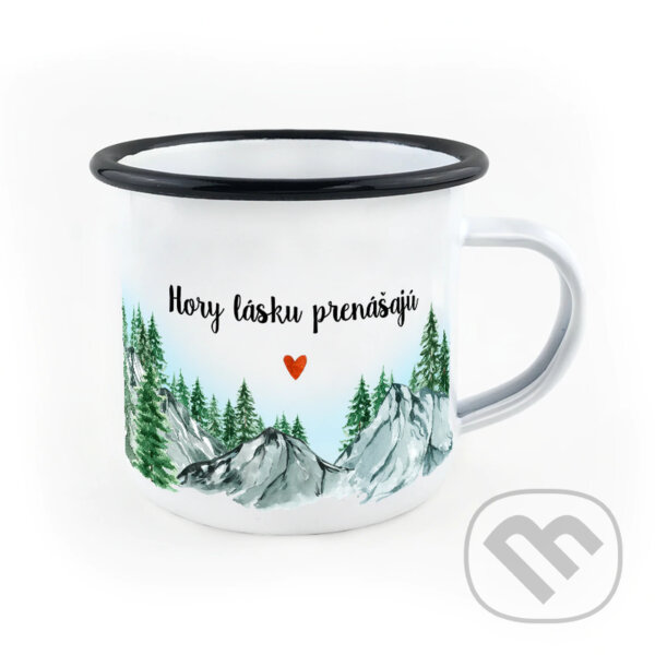 Levně Smaltovaný hrnček Hory lásku prenášajú