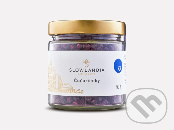 Kávy a čaje: Čučoriedky sklo 50 g (Slowlandia). Slowlandia, 2020