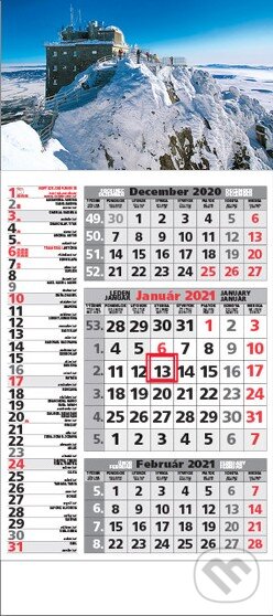 Štandard 3-mesačný kombinovaný nástenný kalendár 2021 s motívom zimnej krajiny, Spektrum grafik, 2020