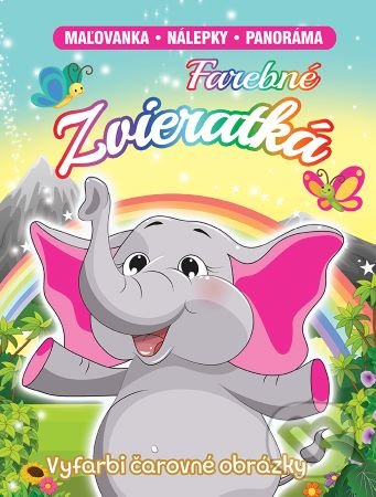 Levně Farebné zvieratká (Maľovanka - nálepky - panoráma) - kniha z kategorie Omaľovávanky