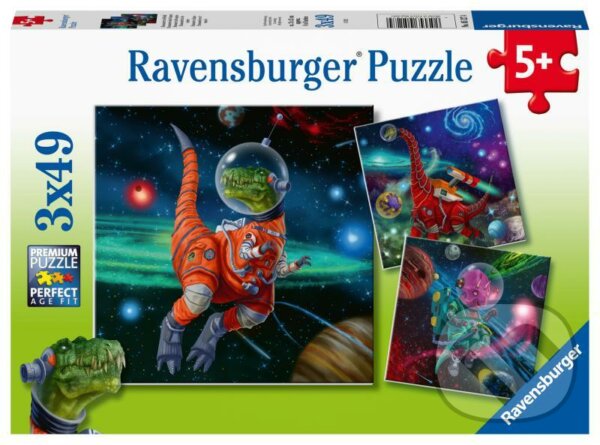 RAVENSBURGER Puzzle Dinosauři ve vesmíru 3x49 dílků