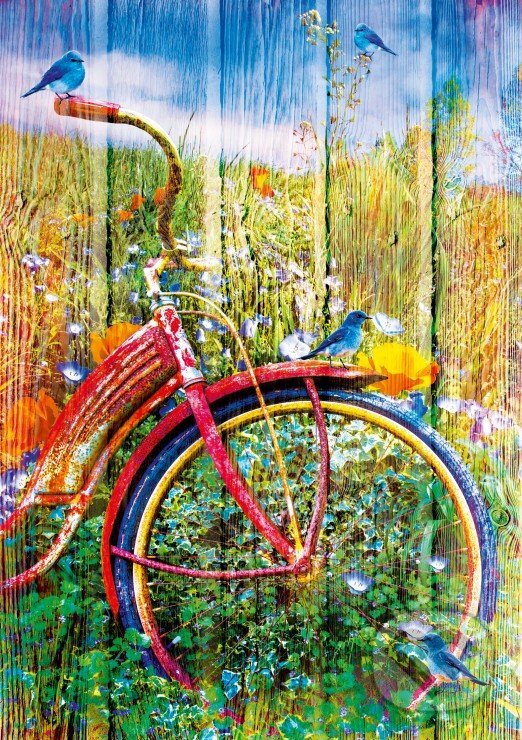Levně Bluebirds on a Bicycle - puzzle z kategorie Umelecké