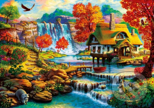 Levně Country House by the Water Fall - puzzle z kategorie Umelecké