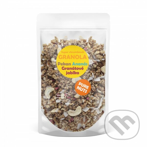 Pure Nuts  granola - pekanový orech, granátové jablko, ananás, Pure Nuts, 2021