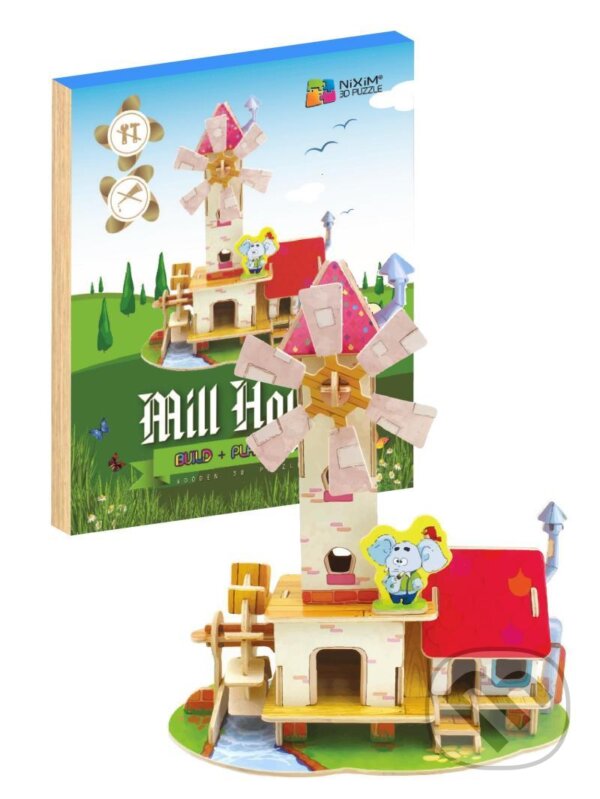 Levně Mlýn s domečkem (Dřevěné 3D puzzle) - puzzle z kategorie 3D puzzle