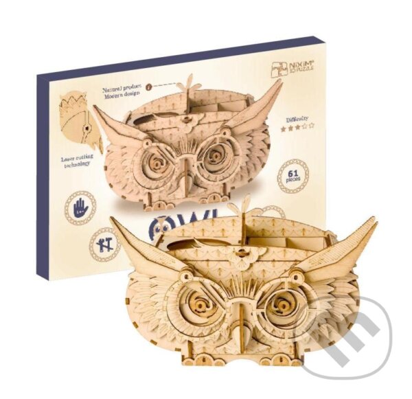 Levně Sova - stojan na pera (Dřevěné 3D puzzle) - puzzle z kategorie 3D puzzle