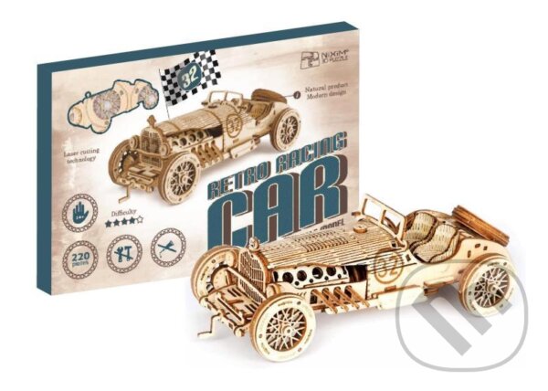Levně Retro závodní auto (Dřevěné 3D puzzle) - puzzle z kategorie Stavebnice