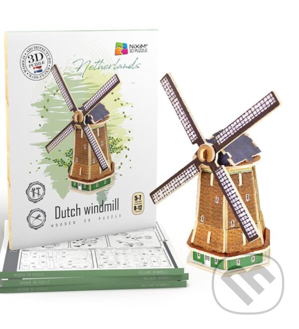 Levně Holandský větrný mlýn (Dřevěné 3D puzzle) - puzzle z kategorie Stavebnice