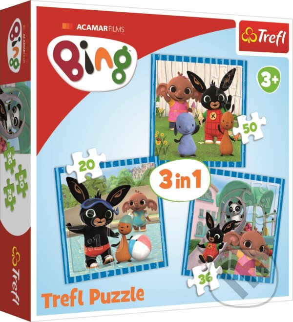 Levně Puzzle Bing / Zábava s přáteli 3v1 - puzzle z kategorie 15 – 60 dielikov