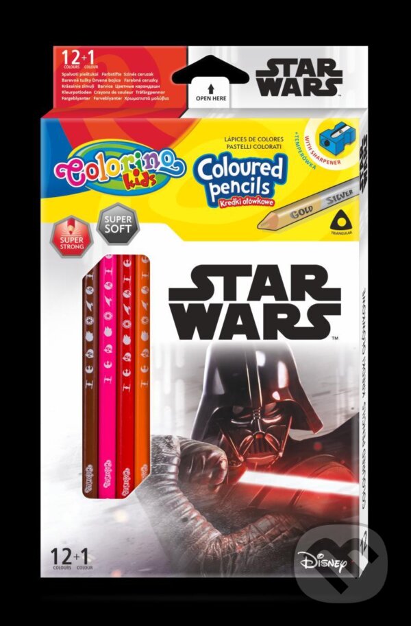 Colorino Star wars - pastelky trojhranné 12 barev + ořezávátko, Colorino, 2021